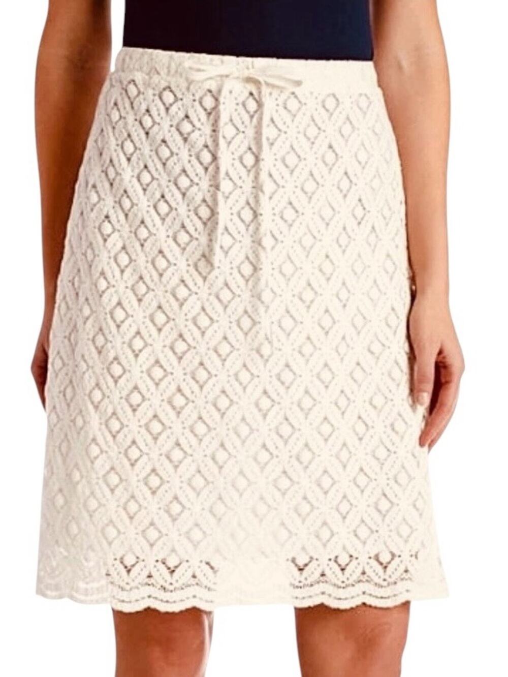 Sophie Max Lace A-Line Skirt Size S  Ivory Lined Stretch Waist Feminine